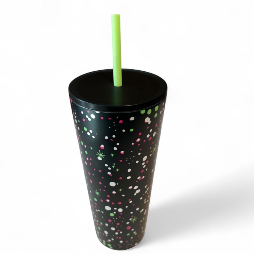 Starbucks Holiday 2021 Tumbler Green Paint Splatter 24 Oz Stainless Steel NEW - Picture 5 of 7